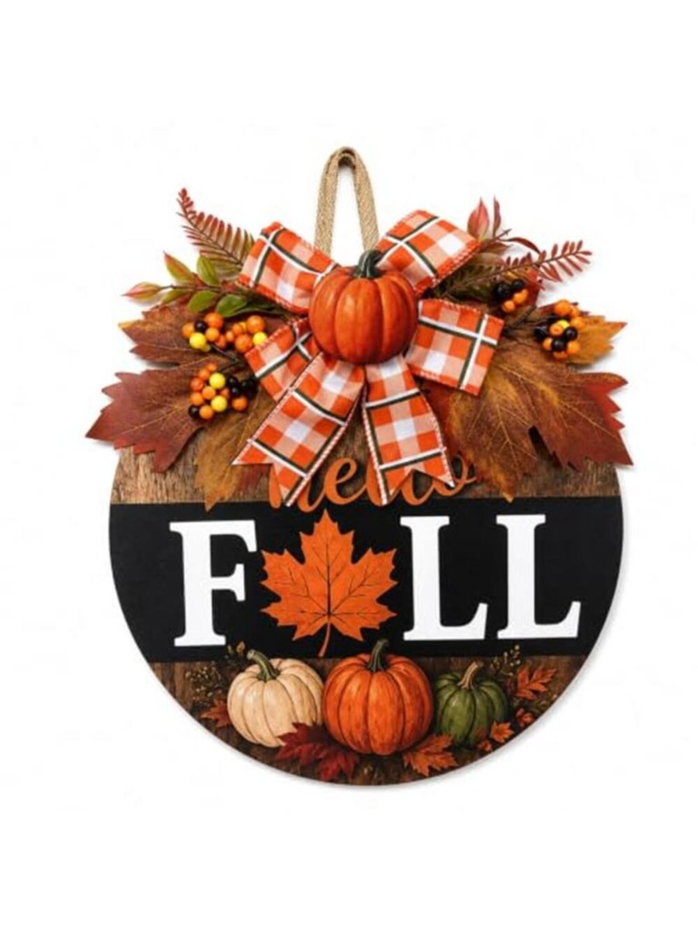Fall Wreaths for Front Door, Thanksgiving Harvest Pumpkin Autumn Decor Sign